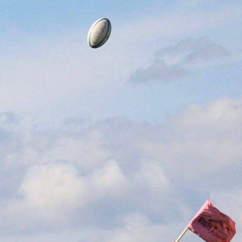 Rugby Ball in the air for SRJC Social Media